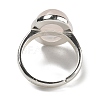 Natural Rose Quartz Oval Adjustable Rings RJEW-K371-07S-23-4