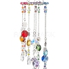 Glass & Stainless Steel Round & Teardrop & Octagonal Beads Hanging Suncatchers HJEW-JM04536-4