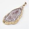 Natural Geode Agate Pendants G-G950-02G-3