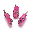 Electroplate Natural Quartz Crystal Big Wire Wrapped Pendants G-L520-B09-R-1