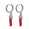 Stainless Steel Red Chili Hoop Earrings SO5470-2-1