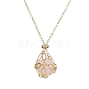 Natural Rose Quartz Round Pendant Necklaces NJEW-JN04565-01-1