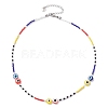 Resin and Glass Seed Bead Necklaces NJEW-MZ00029-4