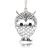 Antique Silver Plated Alloy Rhinestone Owl Big Pendants PALLOY-N0071-01-1