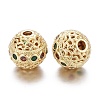 Brass Micro Pave Cubic Zirconia Beads KK-K244-19G-2