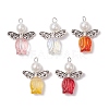 Transparent Glass Beads with Alloy Beads and ABS Plastic Imitation Pearl Round Beads and 304 Stainless Steel Flat Head Pins Pendants PALLOY-JF03621-1
