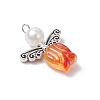 Transparent Glass Beads with Alloy Beads and ABS Plastic Imitation Pearl Round Beads and 304 Stainless Steel Flat Head Pins Pendants PALLOY-JF03621-4
