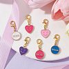 Mother's Day Heart/Flat Round with Word Mom Alloy Enamel Pendant Decorations HJEW-JM01508-2