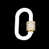 Oval Brass Micro Pave Clear Cubic Zirconia Screw Carabiner Clasps KK-B167-01A-G-2