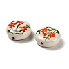 Flower Theme Printed Handmade Porcelain Beads X1-LAMP-D303-06C-03-3