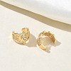 C-Shaped with Rhombus Brass Micro Pave Clear Cubic Zirconia Cuff Earrings EJEW-L316-01G-03-3