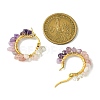 Natural Mixed Stone Chips Hoop Earrings EJEW-JE06022-02-3