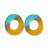 Transparent Resin & Walnut Wood Pendants RESI-M027-01I-2