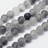 Frosted Natural Cloudy Quartz Round Beads Strands G-F255-02-6mm-1