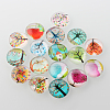 Tree of Life Printed Half Round/Dome Glass Cabochons X-GGLA-A002-15mm-GG-1