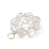 Frosted Dyed Synthetic Moonstone Round Beaded Pendants PALLOY-JF03469-5