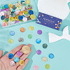 140Pcs 14 Styles Spray Painted Natural Capiz Shell Connector Charms BSHE-SC0001-34-3
