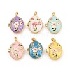 Brass Enamel Locket Pendants KK-P335-02G-2