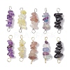 10Pcs 5 Styles Constellation Natural Strawberry Quartz & Amethyst & Obsidian & Fluorite & Rose Quartz Copper Wire Wrapped Chip Beaded Connector Charms PALLOY-JF02905-02-1