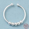 925 Sterling Silver Open Cuff Rings RJEW-P091-01A-S-5
