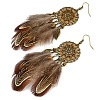 Bohemian Style Alloy Feather with Flat Round Chandelier Earrings FS-WGB45E0-01-3
