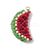 Handmade Glass Seed Beaded Watermelon Pendants PALLOY-MZ00395-1