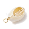 Natural Cowrie Shell Copper Wire Wrapped Pendants PALLOY-JF02936-03-4