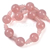 Natural Rose Quartz 3-Hole Guru Beads Strands G-H064-E01-02-3