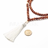 Natural Wood & Pearl Beads Mala Prayer Necklace NJEW-JN03756-5