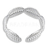 304 Stainless Steel Shell Wrap Open Cuff Ring for Women RJEW-N038-102P-3