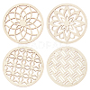 1 Set Wooden Carved Cup Mats WOOD-BC0001-26-1