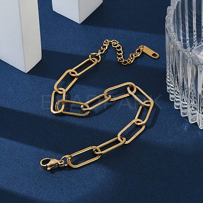 Simple 304 Stainless Steel Paperclip Chains Bracelets for Summer Beach PM6439-9-1