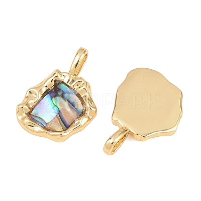 Brass Natural Paua Shell Irregular Pendants KK-I453-01G-03-1