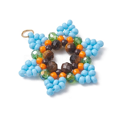 Glass Seed Beaded Pendants PALLOY-MZ01241-1