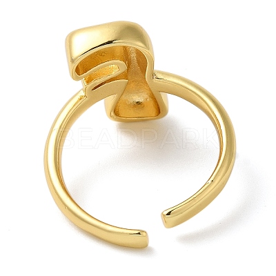 Initials Brass Open Cuff Ring for Women RJEW-N046-02F-G-1