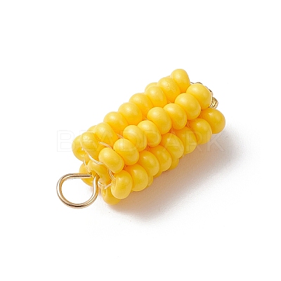 Glass Seed Beaded Corn Pendants PALLOY-MZ01108-1