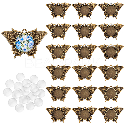 DIY Dome Alloy Butterfly Pendant Jewelry Making Kits DIY-PH0023-39AB-1