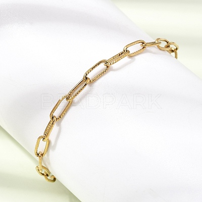 4MM 304 Stainless Steel Textured Paperclip Chain Bracelets for Man and Women SA-CBAB767-11G-1
