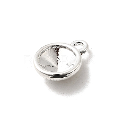 Tibetan Style Alloy Flat Round Charm Pendant Rivoli Xilion Pointed Back Chaton Rhinestone Settings PALLOY-O034-B-S01-1
