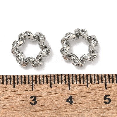 Brass Micro Pave Clear Cubic Zirconia European Beads KK-D228-03P-1