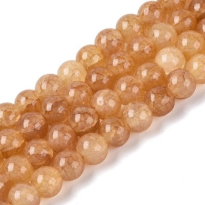 Ombre Effect Dyed Crackle Glass Beads Strands GLAA-Q106-01A-B13-1