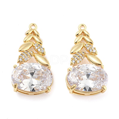 Brass Micro Cubic Zirconia Pendants KK-Q789-29G-1