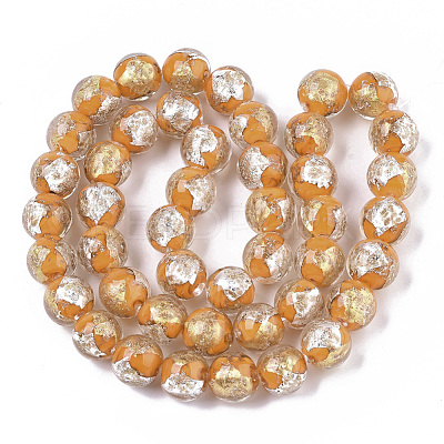 Handmade Gold Sand Lampwork Bead Strands FOIL-T003-01F-1