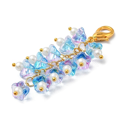 Trumpet Flower Glass Pendant Decorations HJEW-YW0001-02E-1