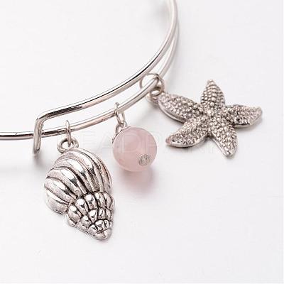 Adjustable Iron Charm Bangles BJEW-JB02396-1