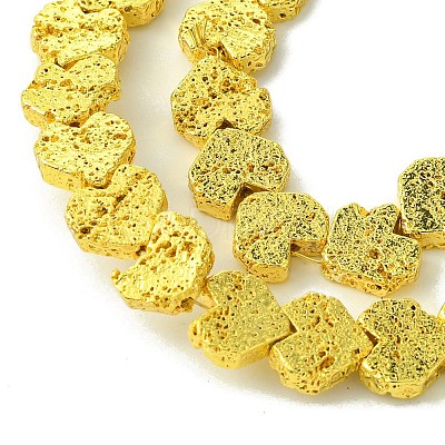 Electroplated Natural Lava Rock Beads Strands G-H303-A09-G01-1