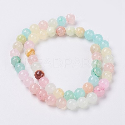 Natural Colorful Green Jade Beads Strands G-G757-01-12mm-1