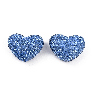 Heart Shaped Polymer Clay Rhinestone Beads CLAY-NH0002-02E-1