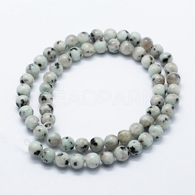 Natural Sesame Jasper/Kiwi Jasper Beads Strands G-I199-29-6mm-1