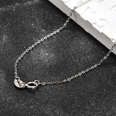 Anti-Tarnish Electroplated Rhodium Plated Sterling Silver Cable Chain Necklaces X-NJEW-N0048-46-18-1